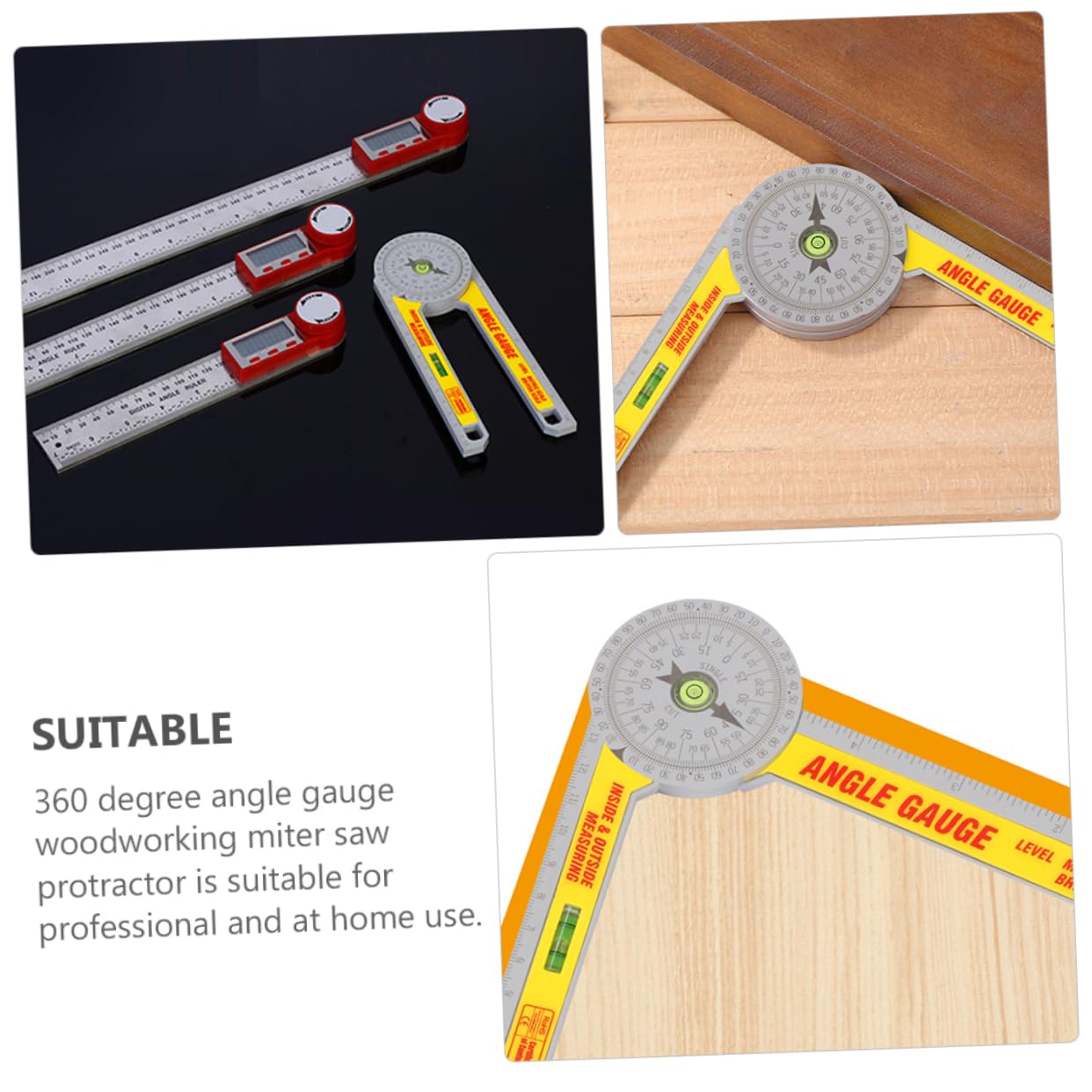 VILLCASE Stainless Steel Angle Ruler Degree Measuring Tool for Woodworking Miter Joint Precision Square Carpenter Ruler