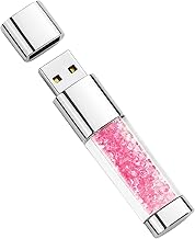 USB Flash Drive 64GB, BorlterClamp Cute Pink Crystal Memory Stick Novelty Pen Drive Thumb Drive