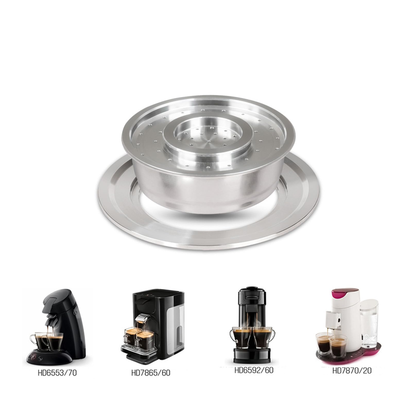 Innovadora bandeja de café con soporte convertidor de cápsulas de café recargables con textura de acero inoxidable