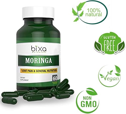 Miniatura 5 de bixa BOTANICAL Extracto de moringa 1% alcaloides 60 cápsulas vegetales (450 mg)  Suplemento multivitamínico y nutricional de superalimentos verdes.