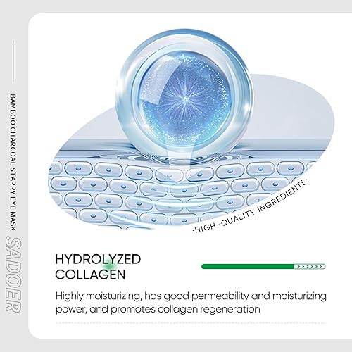 Miniatura 5 de Parches para debajo de los ojos 60 parches de carbón de bambú durante la noche para ojos hinchados y ojeras, reducción de líneas finas y arrugas