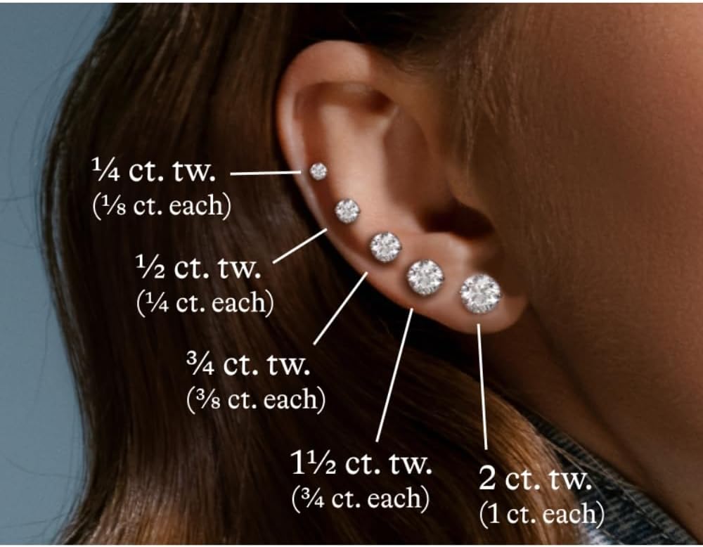 Pompeii .25-1.50 Carat (ctw) Diamond Studs in 14k White Gold Lab Grown (F,VS)