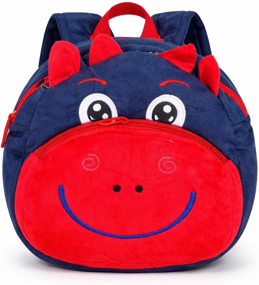 Mini Mochila Infantil de Bichinhos em Poliéster Tipo Pelúcia 2 Bolsos, Alça Regulável, Leve e Resistente para Escola, Passeio e Dia a Dia Estampa de Animais.