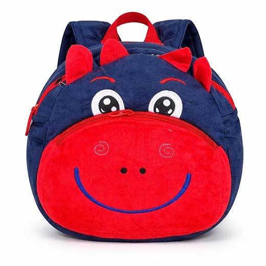 Mini Mochila Infantil de Bichinhos em Poliéster Tipo Pelúcia 2 Bolsos, Alça Regulável, Leve e Resistente para Escola, Passeio e Dia a Dia Estampa de Animais.