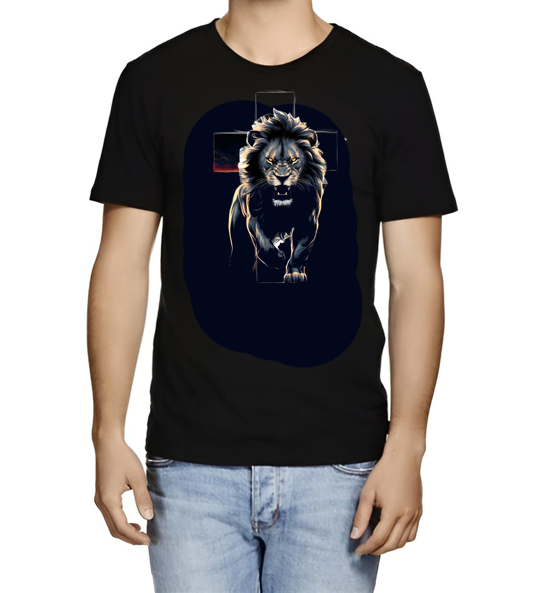 Men’s Black T-Shirt | Cotton Blend Round Neck Short Sleeve T-Shirt | Regular Fit Casual Wear for Daily Use | Text and Graphic Printed Comfortable Men’s Clothing | Design 375B-image-47