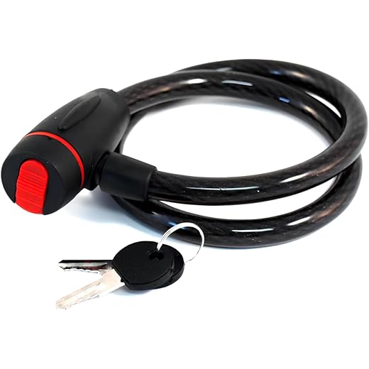 KANDID Heavy Duty Bike Lock Cable - Anti-Theft Bicycle Lock with 2 Keys, Weatherproof Bike Lock, Mounting Bracket, Fits Bike, Motorcycle, Scooter, Road Bike, Bicycle Helmet Lock Heavy