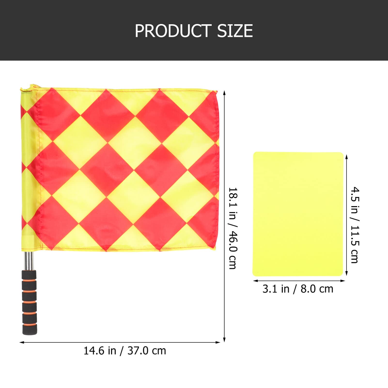 Lot De 2 Drapeaux D'Arbitre – Rouge Et Jaune, Poignée Mousse Antidérapant, Polyester, Pour Football, Athlétisme, Signalisation