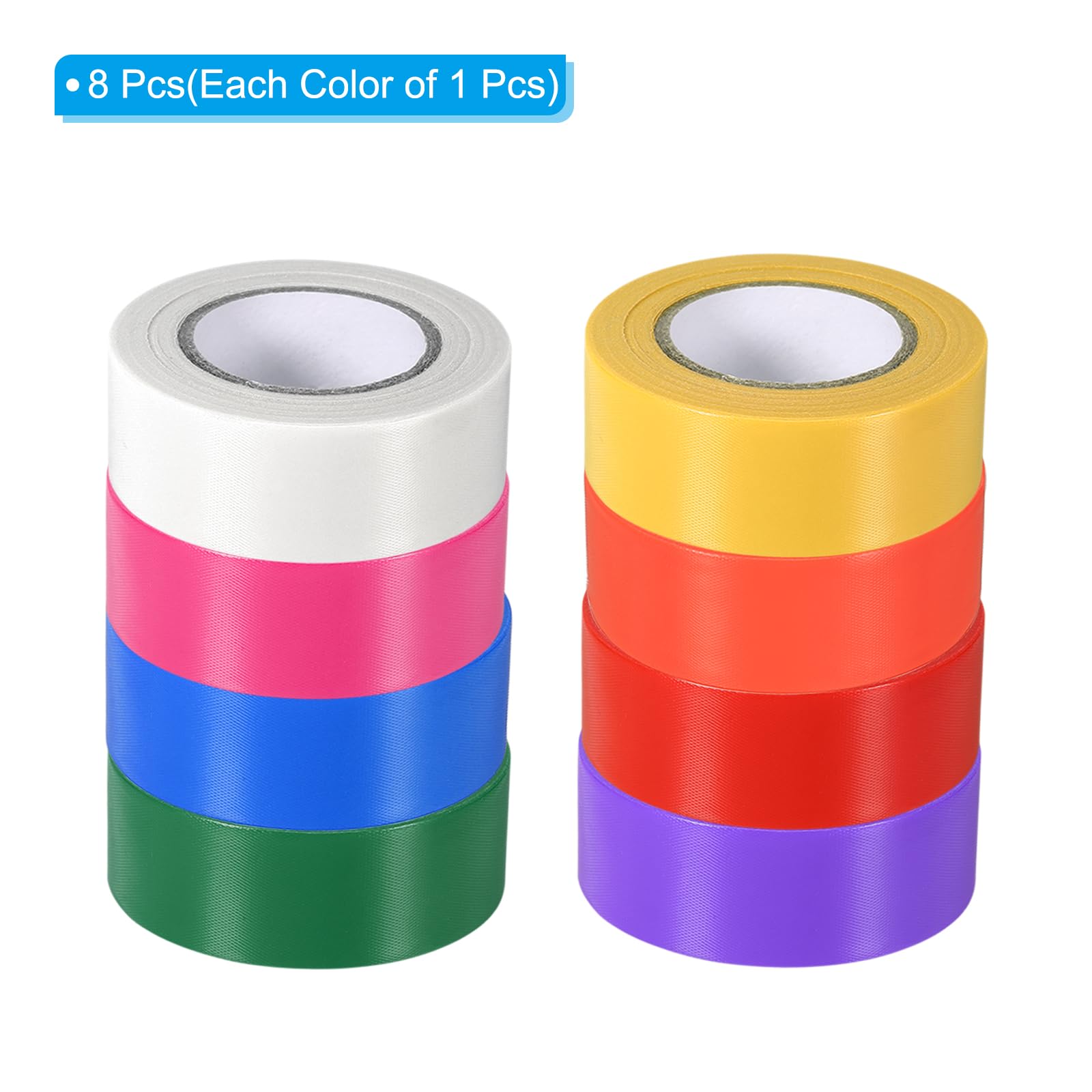 PATIKIL 8 Confezioni 1.2" x98' Nastro Segnaletico Neon in PVC Non Adesivo