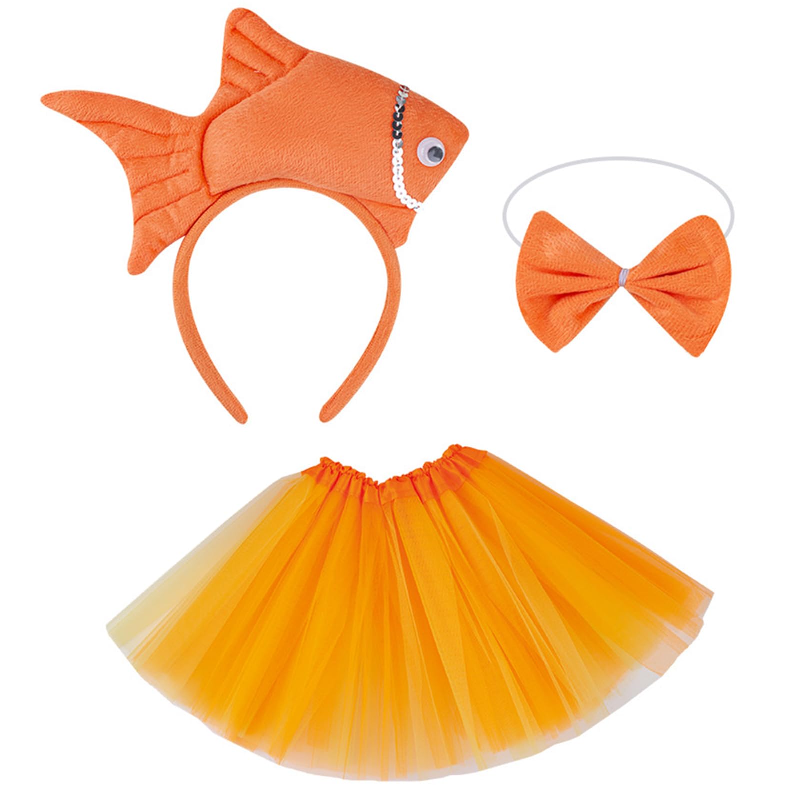 Fish Costume Set Fish Headband and Bowtie Tutus Skirt Animal Fancy Kits Accessories for Halloween Cosplay Cosplay