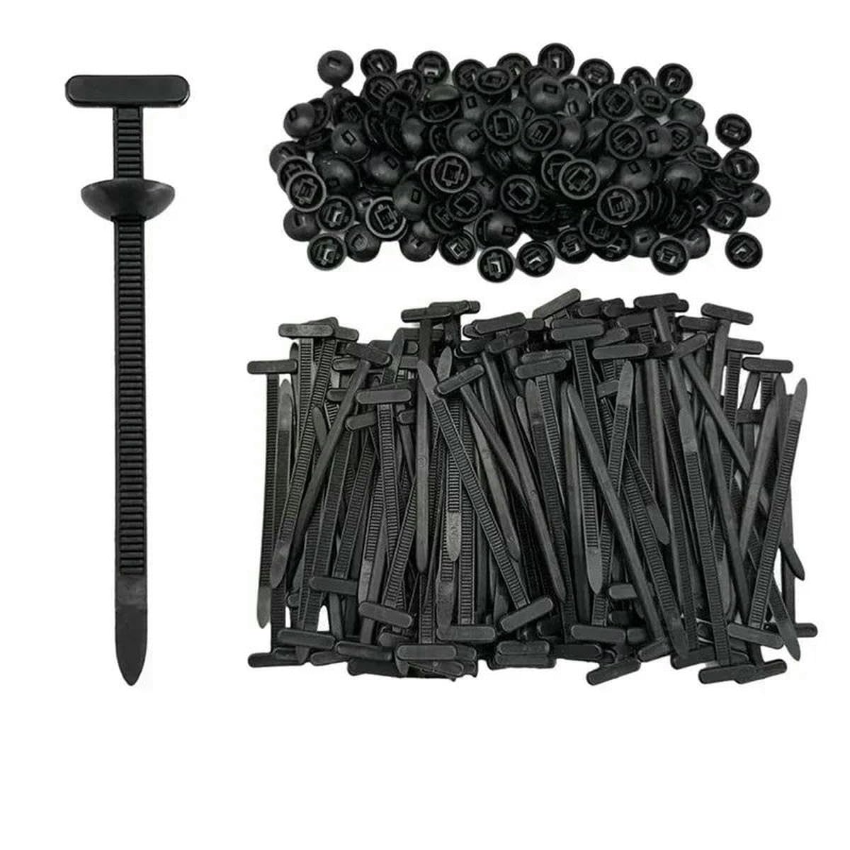 1000-100set Self-Locking Nylon Universal Cable Tie Buckle Heavy Duty Zip Ties with Pin & Button Car Daily Repair Fastening Strap-500