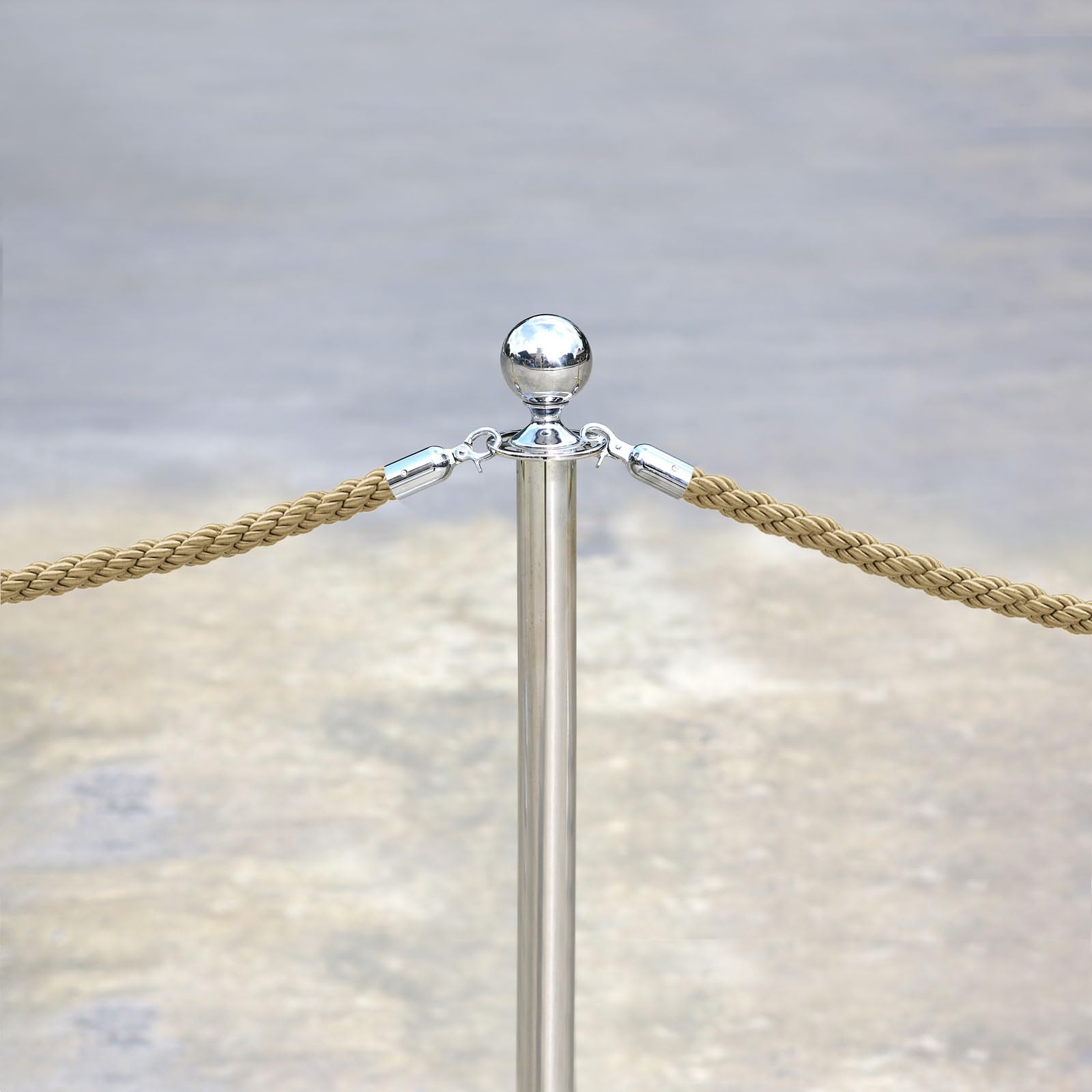 PATIKIL Puntal Cuerda, 2 Paquete 1,5 m/5 Pies Barrera Cuerda Poste Retorcido Cuerdas con A Presión Gancho para Poste Soporte Cola Divisor, Dorado Gancho, Champán Oro Cuerda