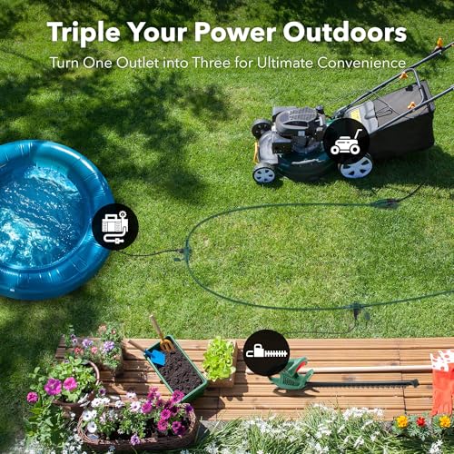 BN-LINK 25 ft Outdoor Extension Cord w/3 Inline Outlets 16/3 Gauge, SJTW Green for Landscaping & Holiday Decorations, Grounded, ETL Listed by BN-LINK - Image 5