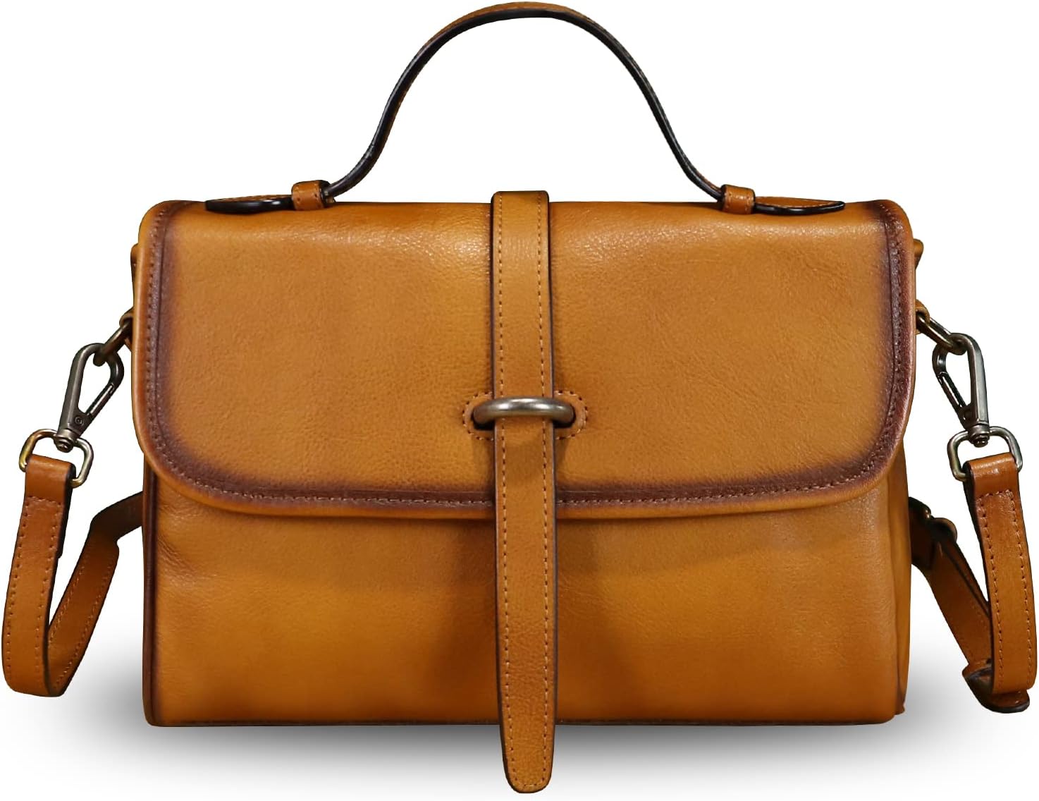 Genuine Leather Purse and Handbag for Women Vintage Handmade Leather Top Handle Purses Satchel Shoulder Bags with Strap
