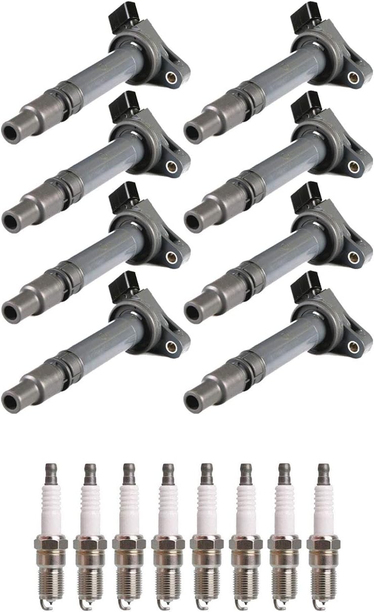ENA Pack 8 Ignition Coil 8 Double Iridium Spark Plug 4.6 5.7 V8 2007 2008 2009 2010 2011 2012 2013 2014 2015 Compatible with Toyota Sequoia Tundra Land Cruiser GX460 LS460 LS600H LX570 for UF507 3473
