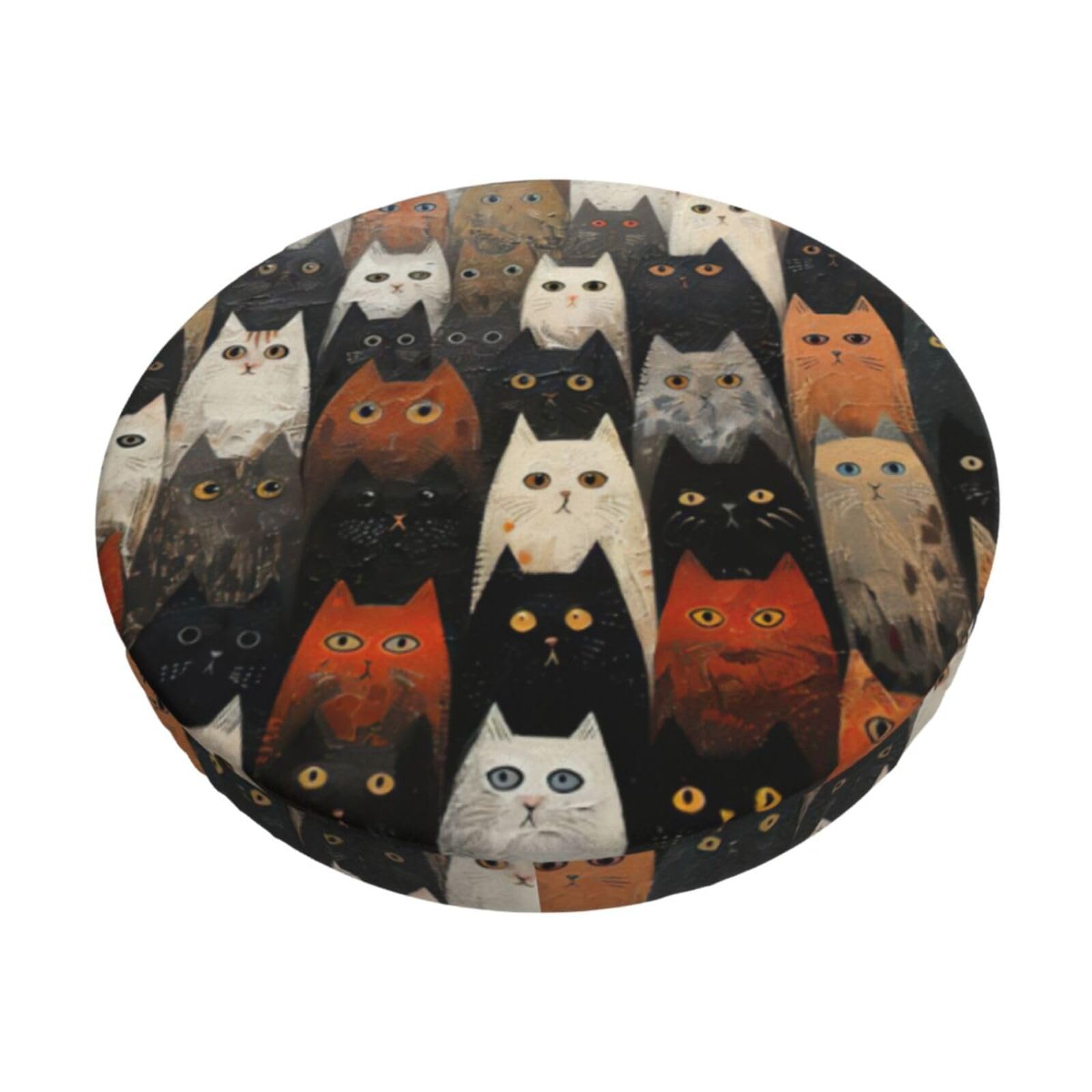 GUCHENP Cat Print Round Bar Chair Cushion Cover,Washable Chair Protector For Indoor Home Furniture Decor