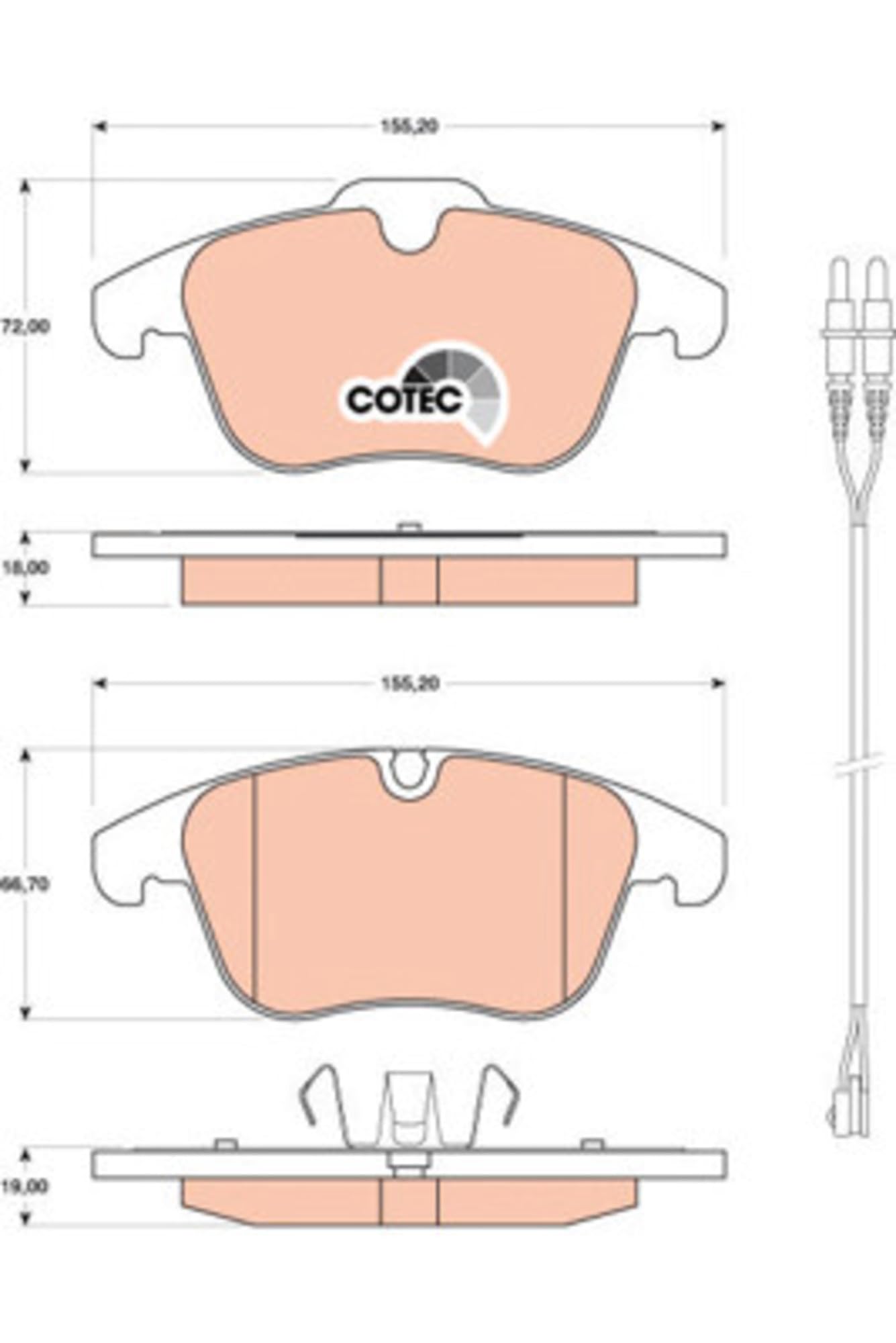 TRW GDB1818 Plaquettes de Frein Kit de 4 pour Peugeot 407 (6D_) 2004-2011 Essieu Avant et Autres Véhicules