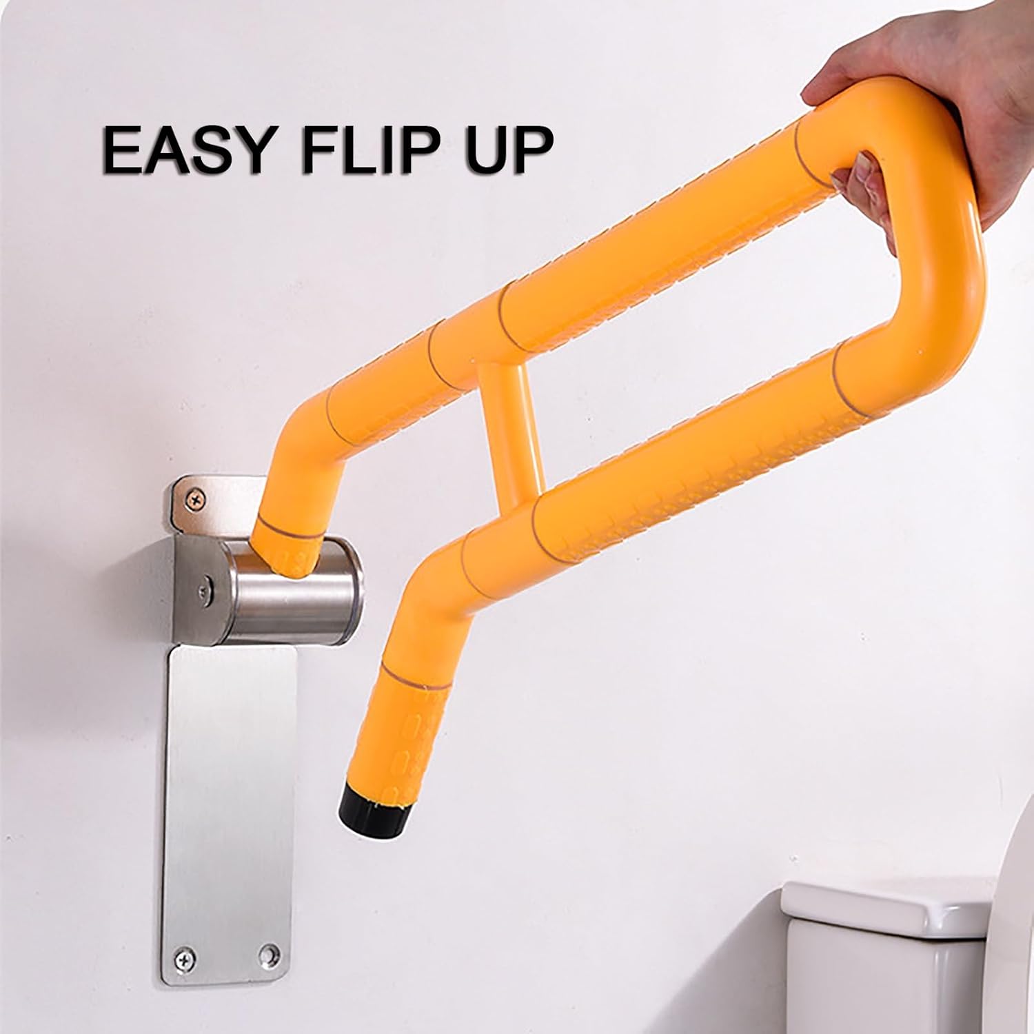 Stair Handrail, Wall Hand Railing for Folding, Flip Up Grab Bar, Accessibility Armrest, for The Elderly, Pregnant, Disabled(White,Small)