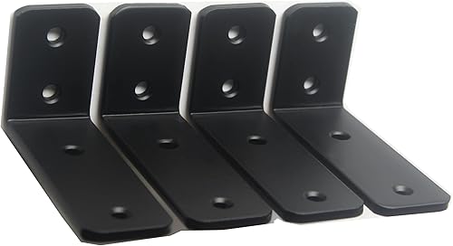 Miniatura 45 de Paquete de 4 soportes en L para estante, 8 pulg. largo x 6 pulg. alto x 1.5 pulg. ancho, grosor 03/64 pulg., soporte de hierro, metal, industrial