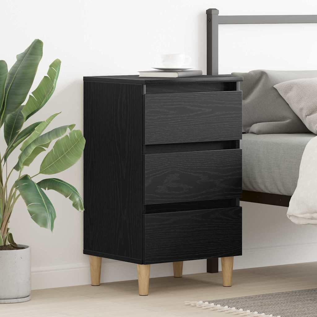 Mesita de noche alta de 69 cm en roble negro para solucionar la falta de espacio junto a tu cama