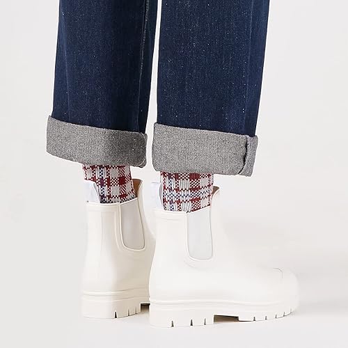 Miniatura 8 de Planone - Botas cortas de lluvia de ancho amplio para mujer, Chelsea impermeables de moda para mujer, botas de jardín al aire libre mate, botas de
