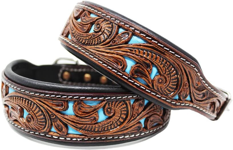 Collar de perro para cachorro, cuero de vaca, herramientas florales, resistente, ajustable, acolchado, no alérgico, ME-LDC-010 (mediano)