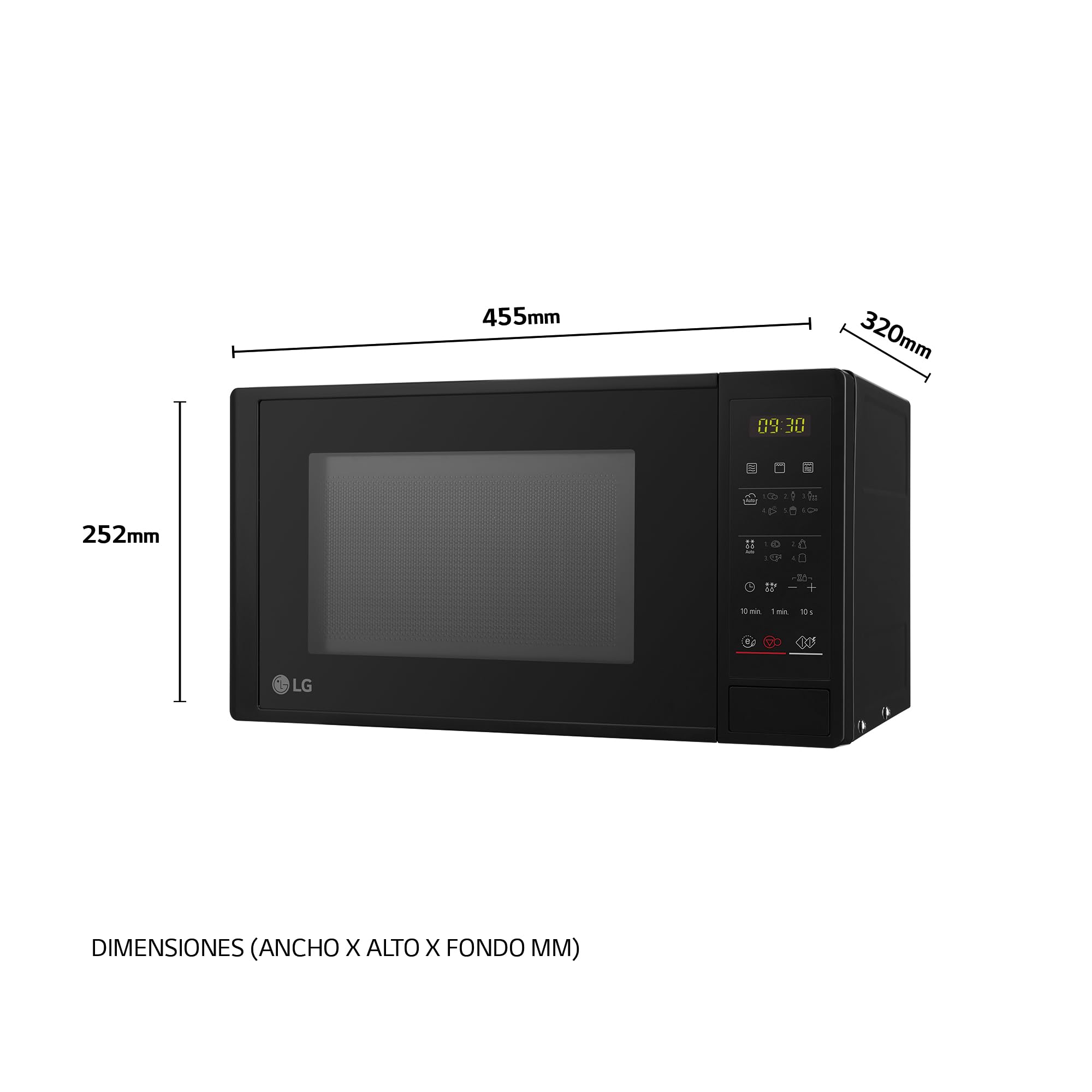 LG MH6042D kuchenka mikrofalowa z grillem i cyfrowym wyświetlaczem, 20 l, 700 W, 5 poziomów mocy, funkcja I-Wave, szybsze gotowanie, utrzymanie smaku, łatwe czyszczenie, czarny