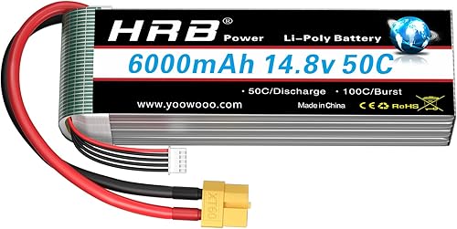 HRB Batería Lipo de 148 V 6000 mAh 4S 50C con enchufe XT60 para avión RC F550 600 helicóptero RC coche RC camión RC barco RC Tracxas X-Maxx 8S