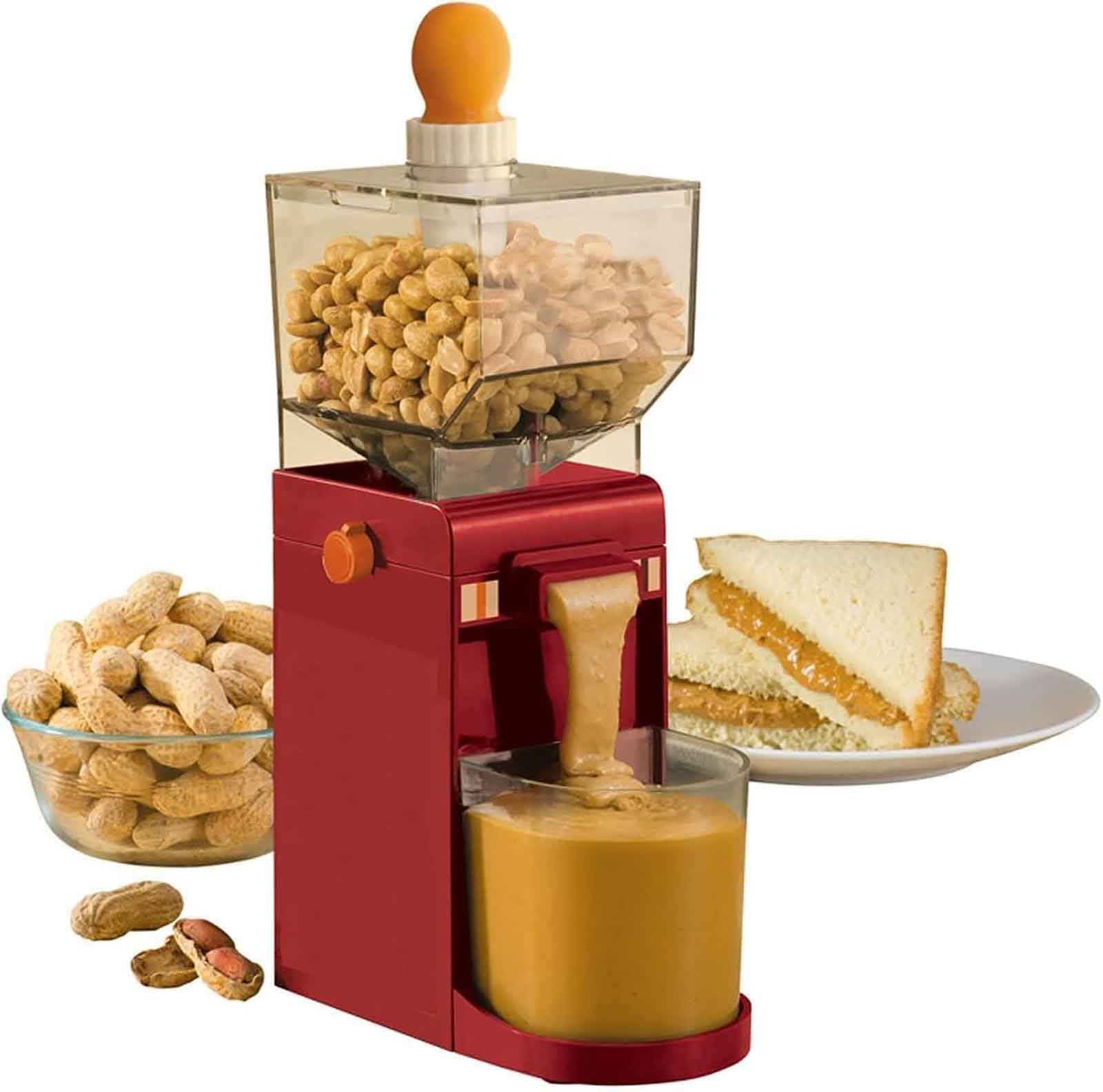 Générique Machine à Beurre de Cacahuète Électrique 500ML, Broyeur Café Grains et Noix, Moulin à Graines de Lin, Robot Multifonction Cuisine Compact et Facile à NettoyerRed,One Size