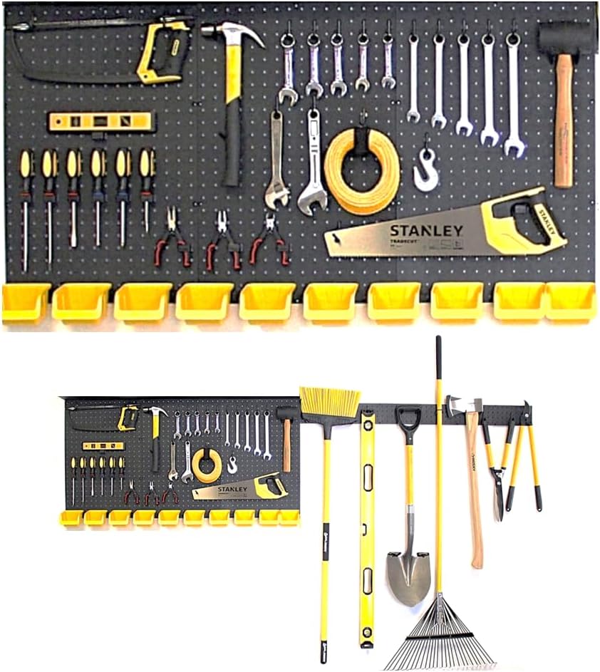 WallPeg Pegboard Wall Organizer 96- inch Garage Pegboard Panel Organizer PK 139 B Utility Tool Storage Kit with Tool Board Peg Hooks Accessories, Wall Mounted Storage Bins