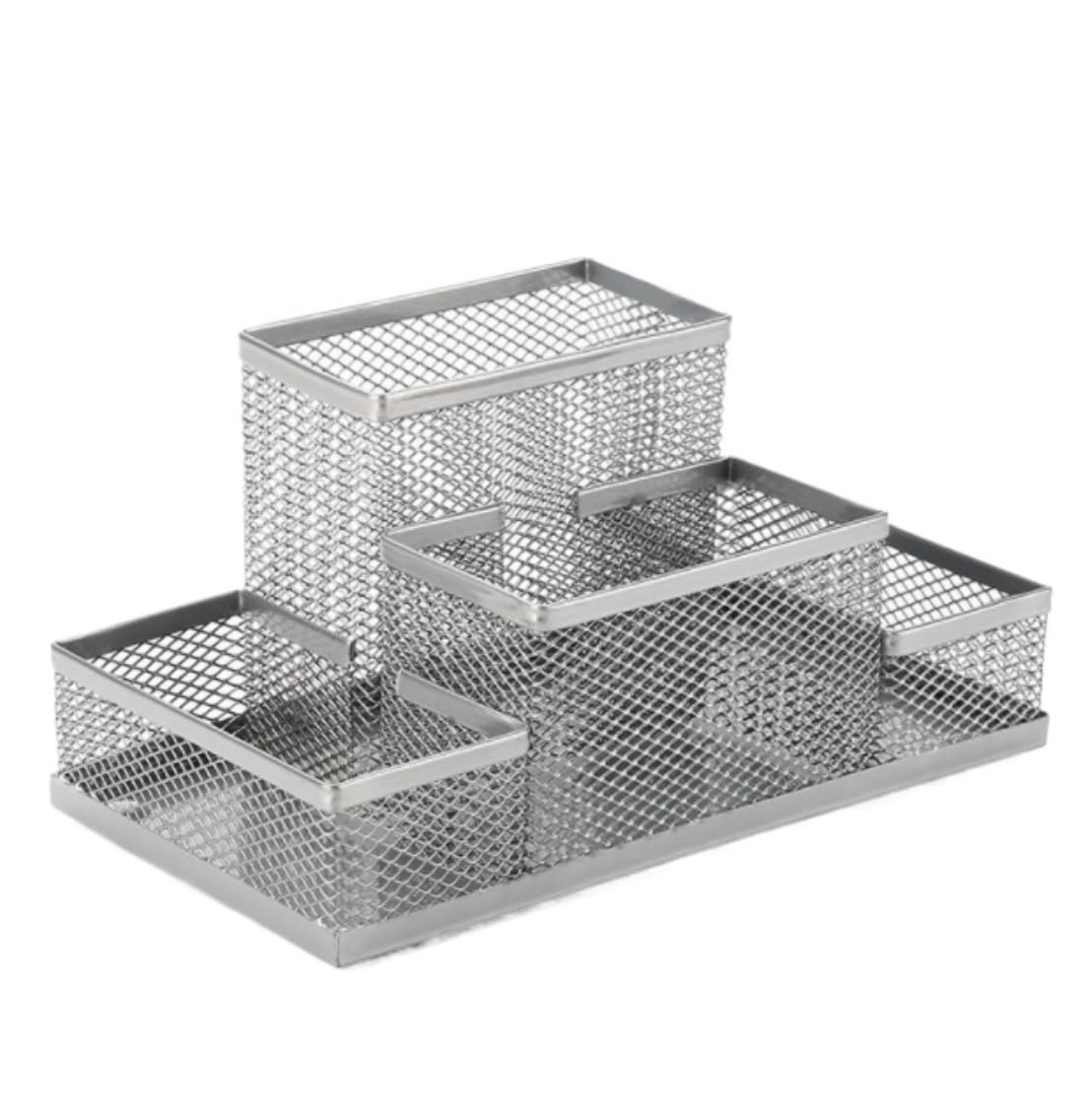 Schreibtisch-Organizer, Desktop-Organizer, 4 Fächer, Metallgeflecht, Schreibtisch-Organizer, Stationärer Aufbewahrungsständer für Büro und Zuhause, Schreibtisch-Organizer, Desktop-Aufbewahrungs-Org