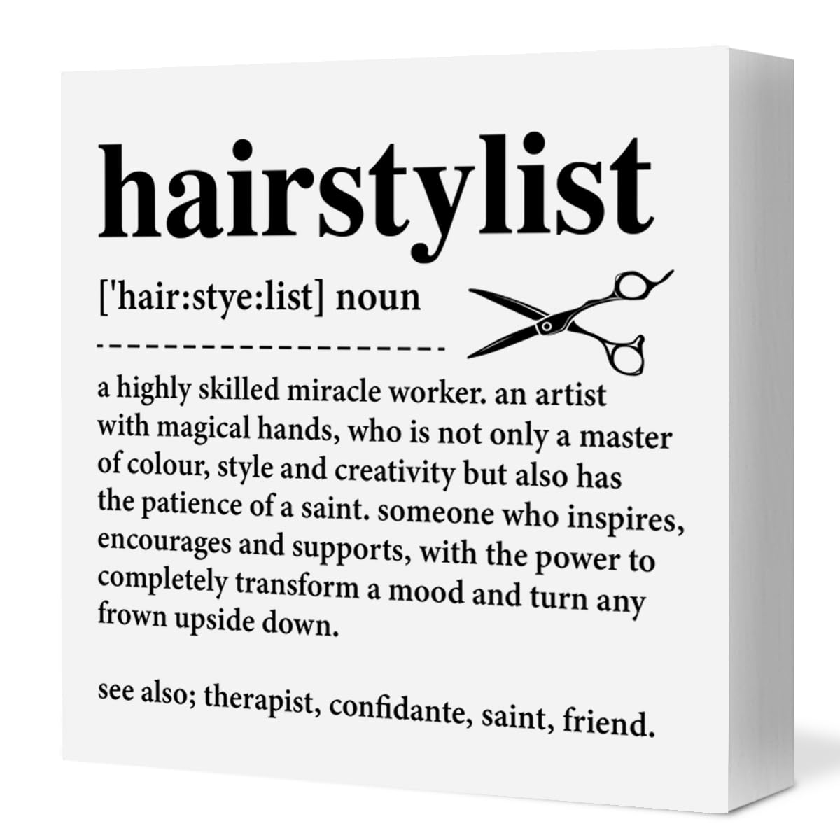 Hair Salon Decor Gifts for Hairdresser Hair Stylist Wood Sign Hairstylist Definition Wooden Box Block Sign