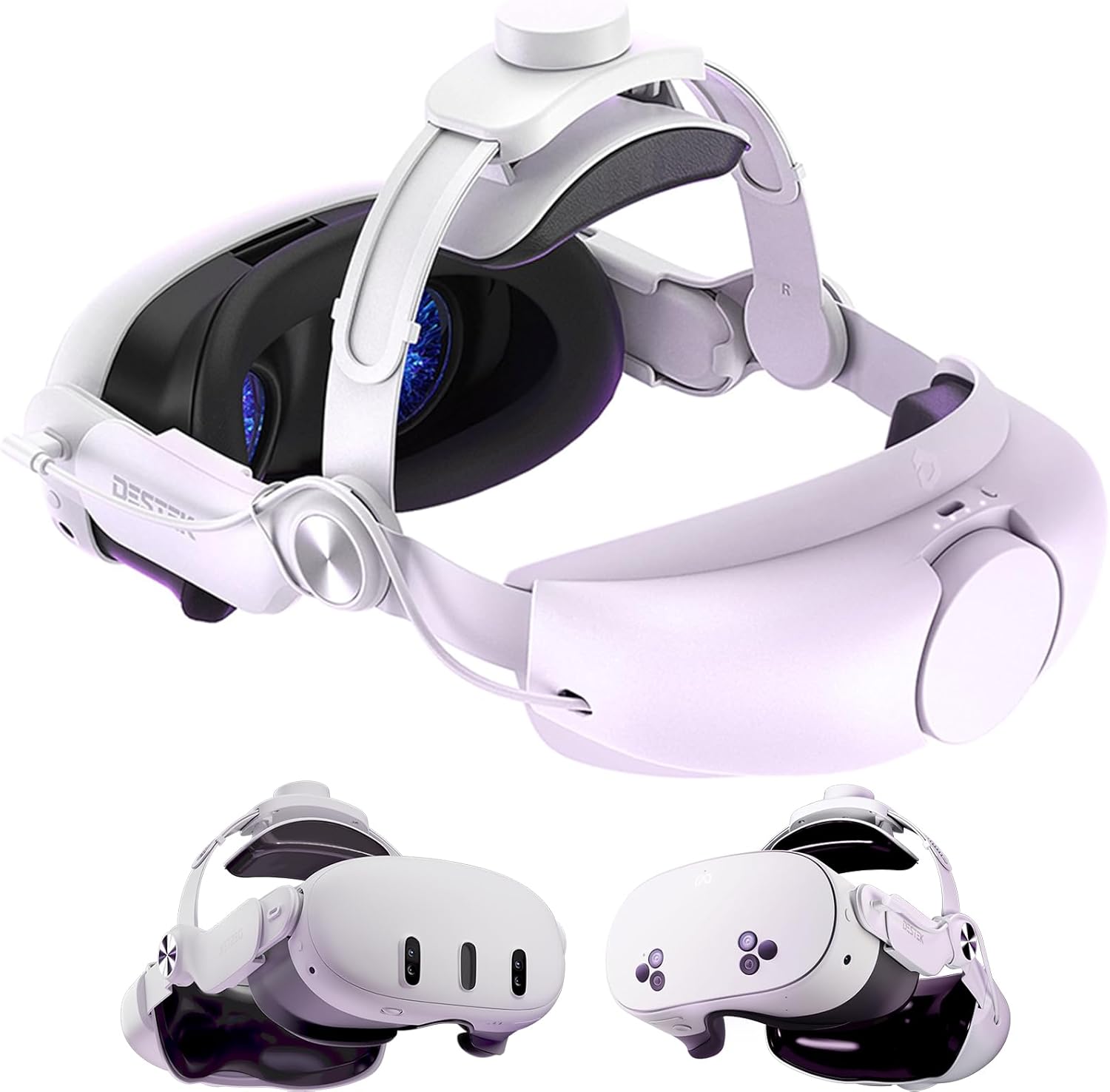 DESTEK QH4 7000mAh 30W Fast Charging,Comfort No-Pressure Battery Head Strap, Added Top-Fit Adjustment – Compatible with Meta Quest 3/Quest 3S Accessories; Balances Weight at 3 Angles