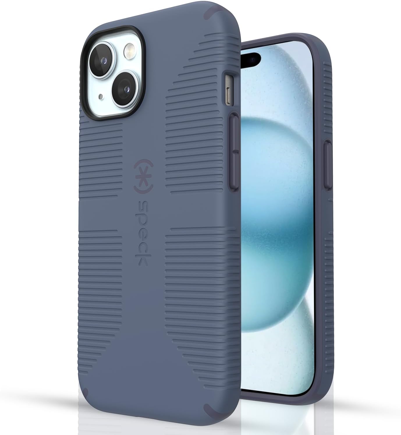 Speck MagSafe Case for iPhone 15 Plus - Drop & Camera Protection, Soft-Touch Secure Grip, Wireless Charging Compatible, 6.7 Inch - iPhone 14 Plus Compatible - Grip Blue iPhone 15 Plus/14 Plus Mystery Blue/Faded Denim