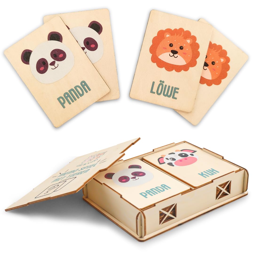 Lilli&Luki® Spielzeug ab 2 Jahre [20 Karten] Montessori | Kinderspielzeug | Logopädie | Lesen Lernen 1. klasse | Geschenk | Lernspiele | Memo | Mädchen | Holzspielzeug | Geschenkideen | Lernspielzeug