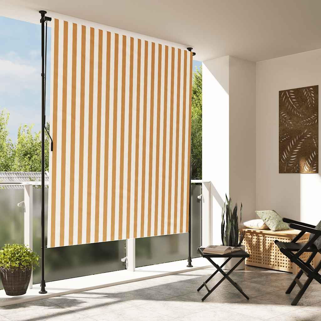 Roleta zewnętrzna, pomarańczowo-biała, 200 x 270 cm, materiał stal, odporna na promieniowanie UV, ochrona przed wiatrem, odporna na warunki atmosferyczne