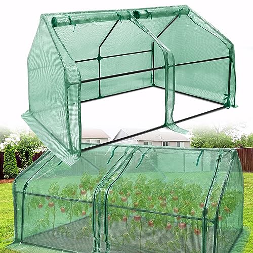 HENGMEI Invernadero para tomates (180 x 90 x 90 cm, para exteriores, kit de tomates con puerta para cultivo de plantas, color verde)