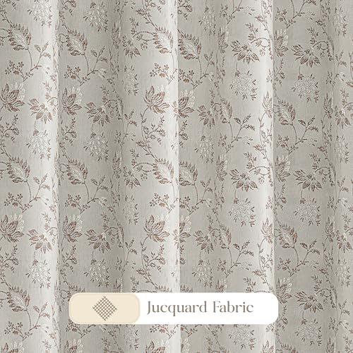 Image of Yellow Weaves 1 Pc Jacquard Botanical Eyelet Window Curtain - Perfect for Home, Office, Bedroom, Living Room & Balcony - 5 Feet (Brown)