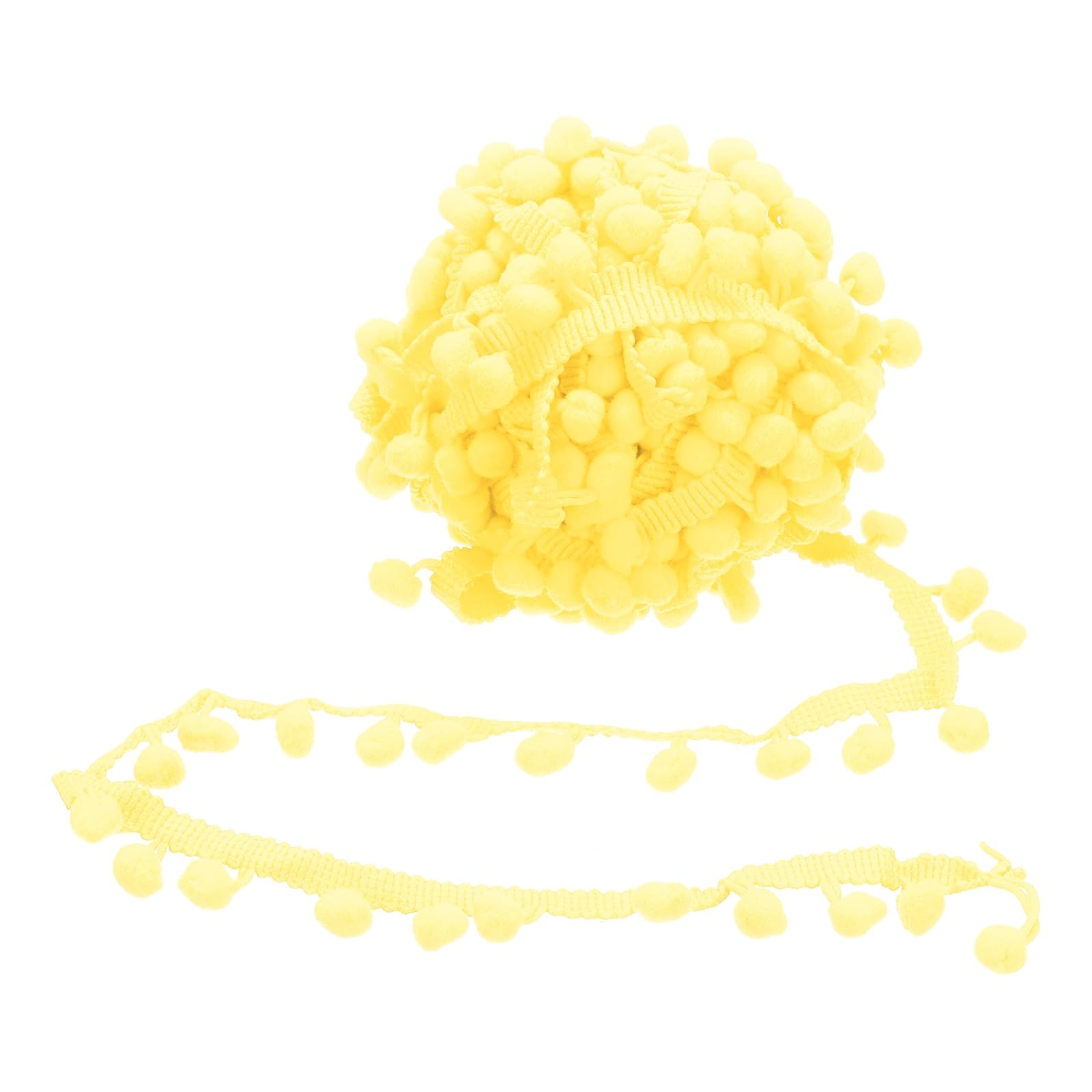 sourcing map 12 Yards Pom Poms Trim 0.39" Wide Pompoms Balls(Light Yellow)