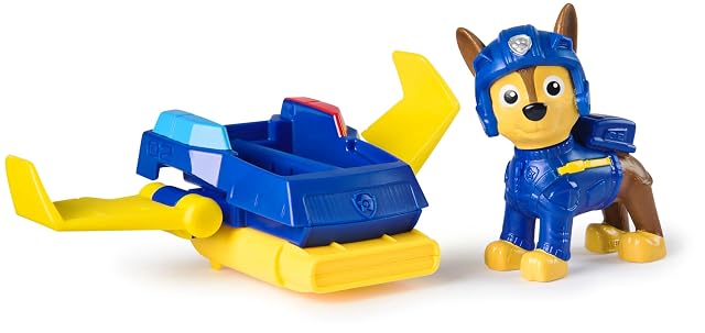 Foto 2 de 8 de Paw Patrol: Action Pups, Figura de acción de Chase y avión aerodeslizador con alas Plegables