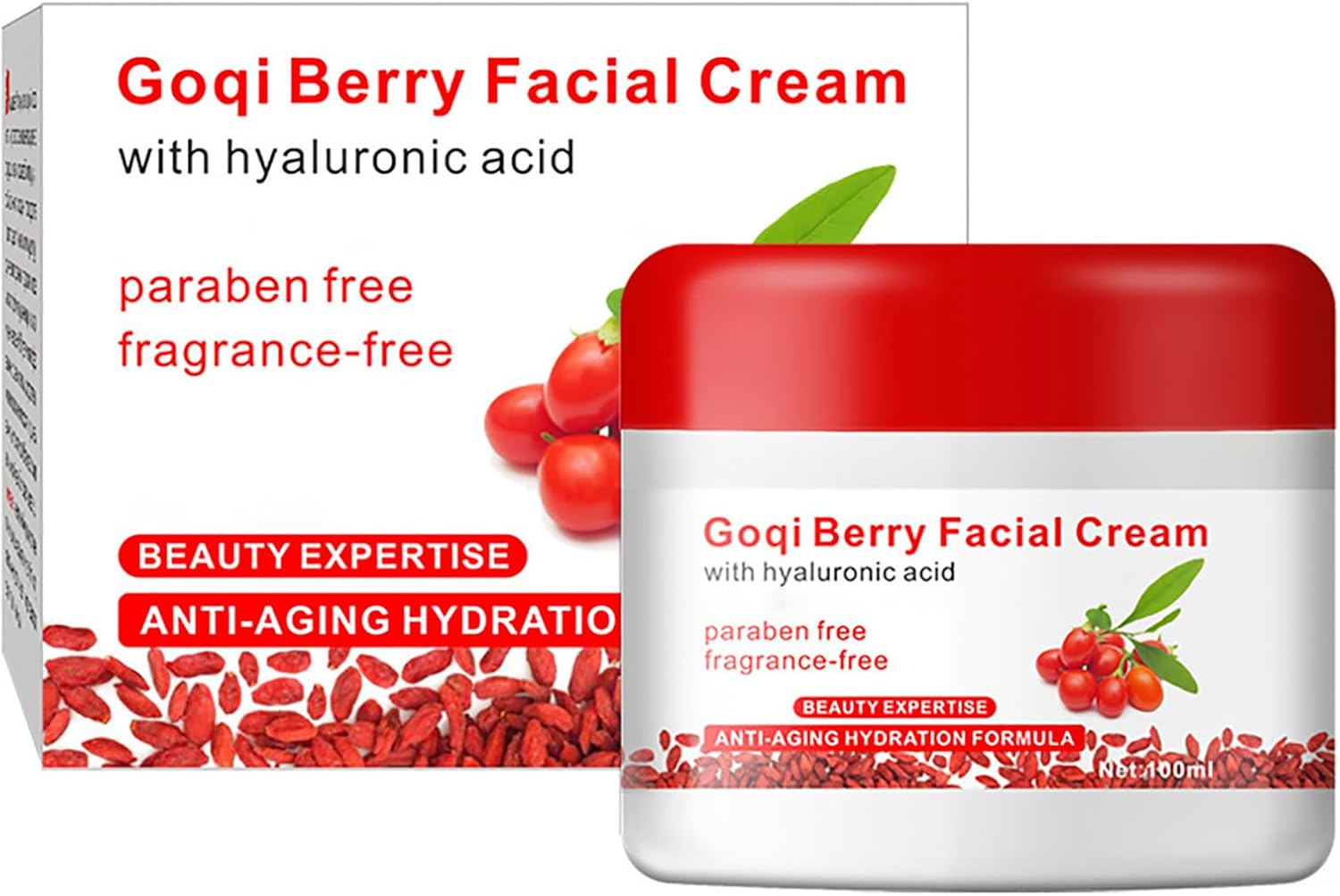 100g Berry Face Cream,Go-Ji Berry Facial Cream, Face Moisturizer For Women, Reduce The Appearance Of Fine Lines And Wrinkles, Improving Elasticity And Firmness