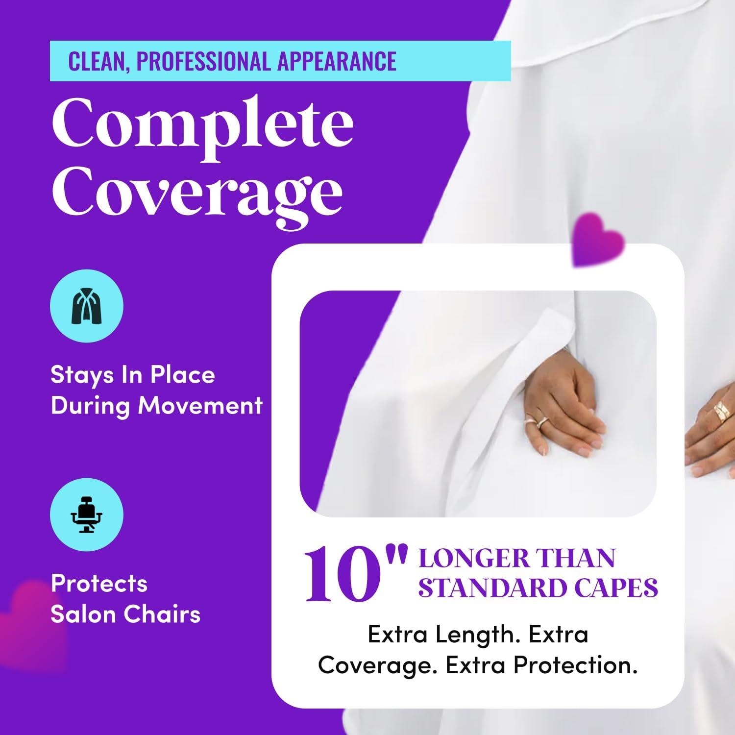 Mane Squeeze Bleach-Proof Hair Cutting & Coloring Cape – Precision Cut Salon Cape, White, Unisex Adult