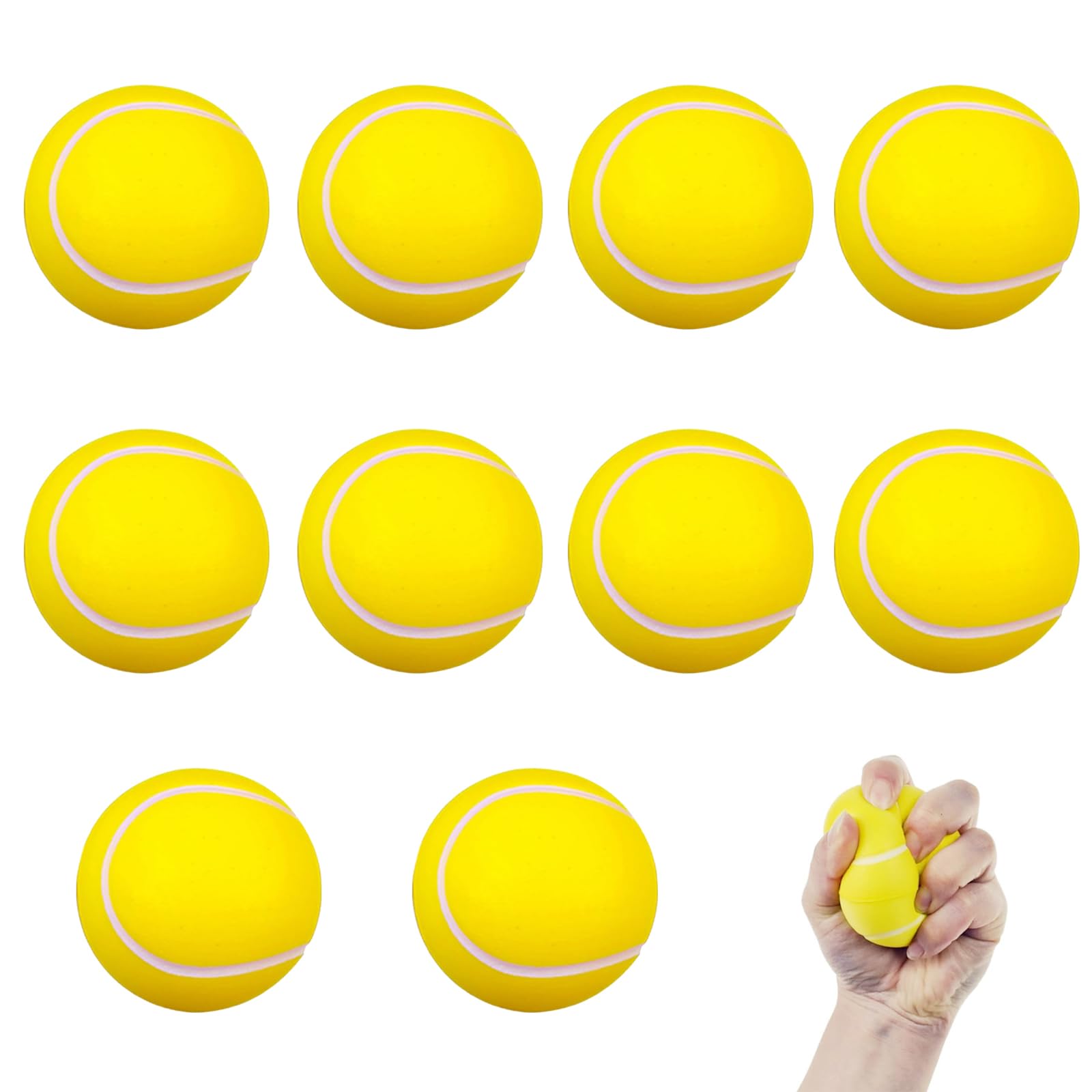 XcnPer Foam Ball, 10 Pack Soft Tennis Balls for Kids, 6cm Diameter,Indoor and Outdoor Play, Yellow Rubber Foam Tennis Balls for Pets and Training