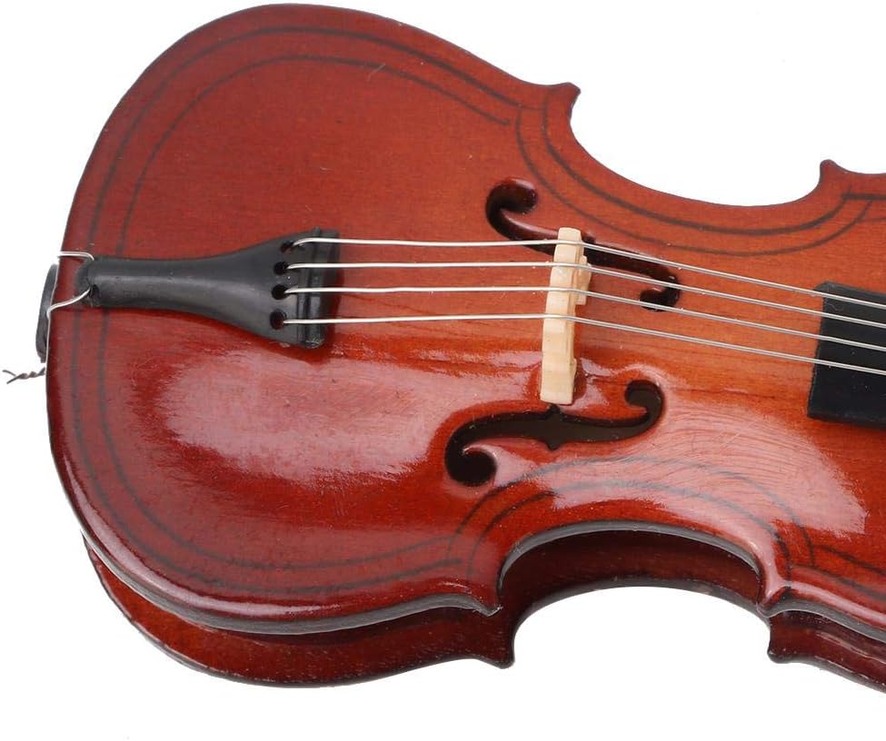 Hztyyier 楽器オーナメント 木製ミニチュアチェロレプリカ 弓、スタンド&amp;ギフトボックス付き ミニ楽器 ミニチュア ド