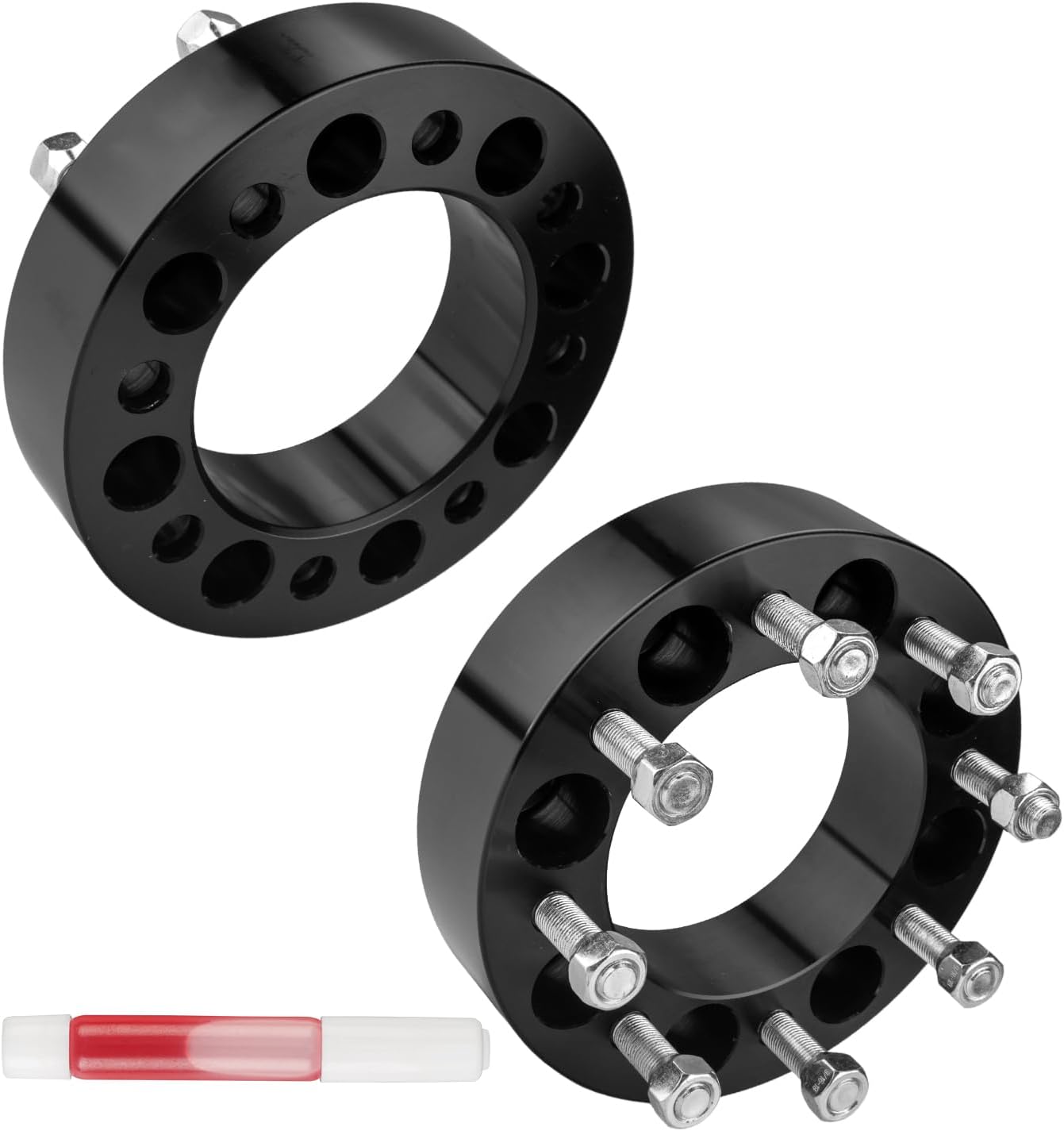 KAX 8x6.5 Wheel Spacers, Forged 2" Spacers with Thread Pitch 9/16" x18 Hub Bore 126.15mm,2Pcs fit for 2007-2014 E-150, 2003-2014 E-250, 1986-2002 E-250 Econoline, Black,Not Hubcentric