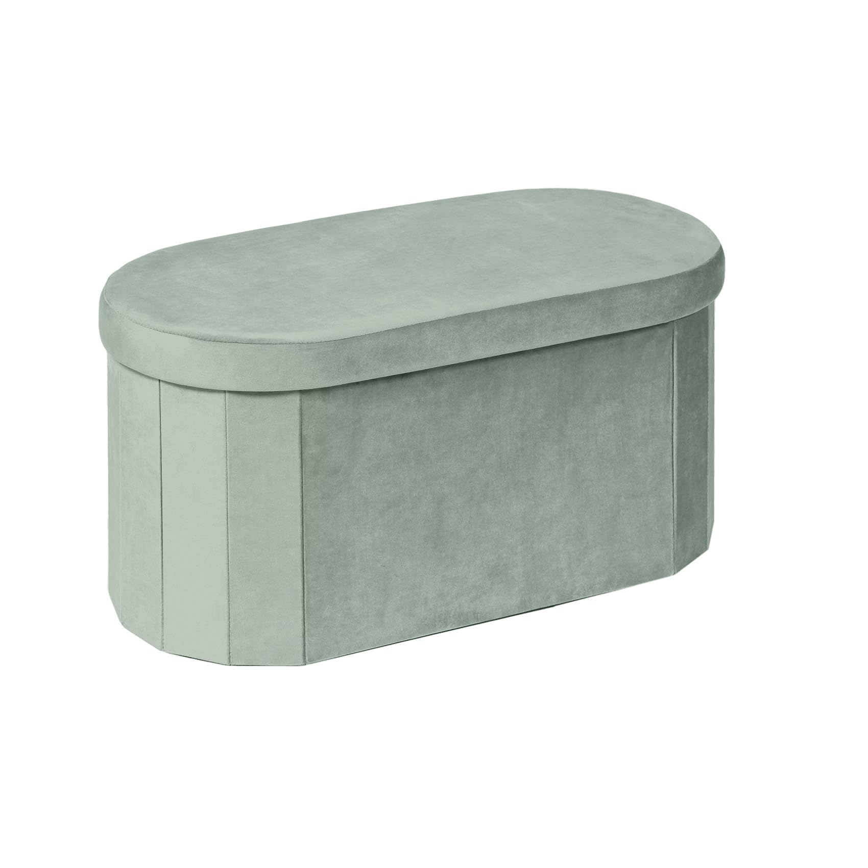 Bonlife Velvet Ottoman Storage Bench, Foldable Storage Chest with Lid, 76cm