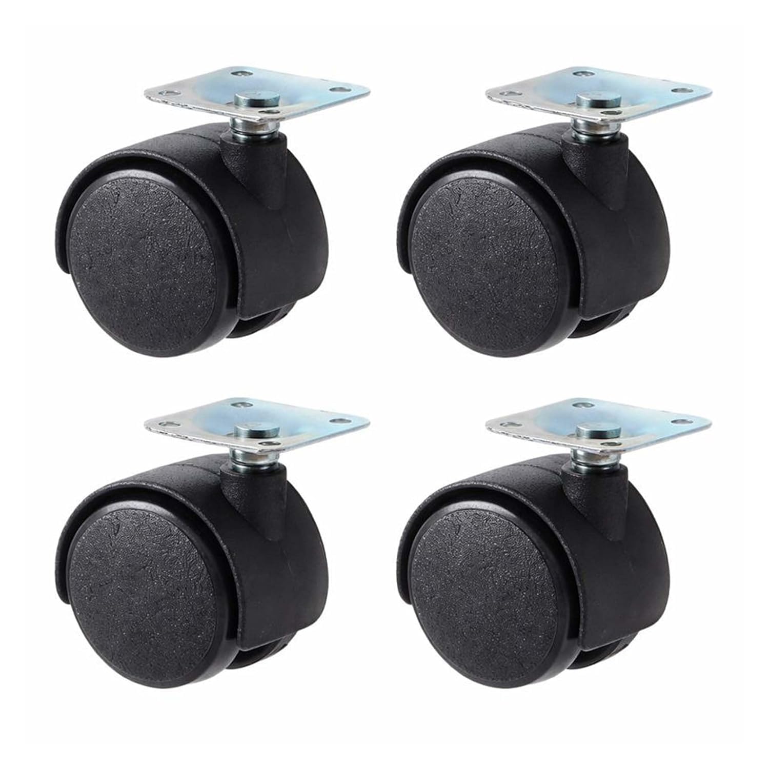 PNJB Swivel Caster Wheels with Plate Mount, Durable Plastic Body, Metal Top Plate, 360-Degree Rotation, Low-Noise, Scratch-Safe, Furniture & Trolley Wheels for Chairs, Tables, Cabinets (1.5inch)