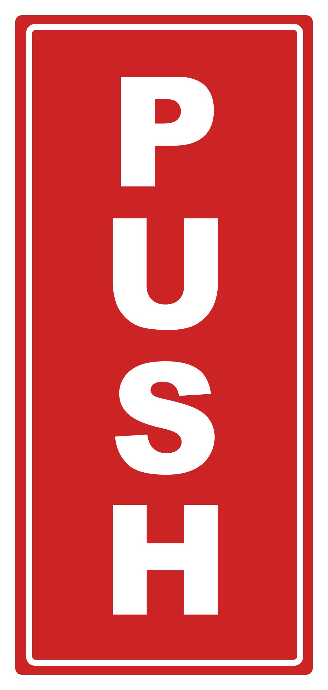 2 x PUSH - Door Vertical Red Info Sign Removable Self Adhesive Waterproof Durable Vinyl Label Sticker 225mm x 106mm