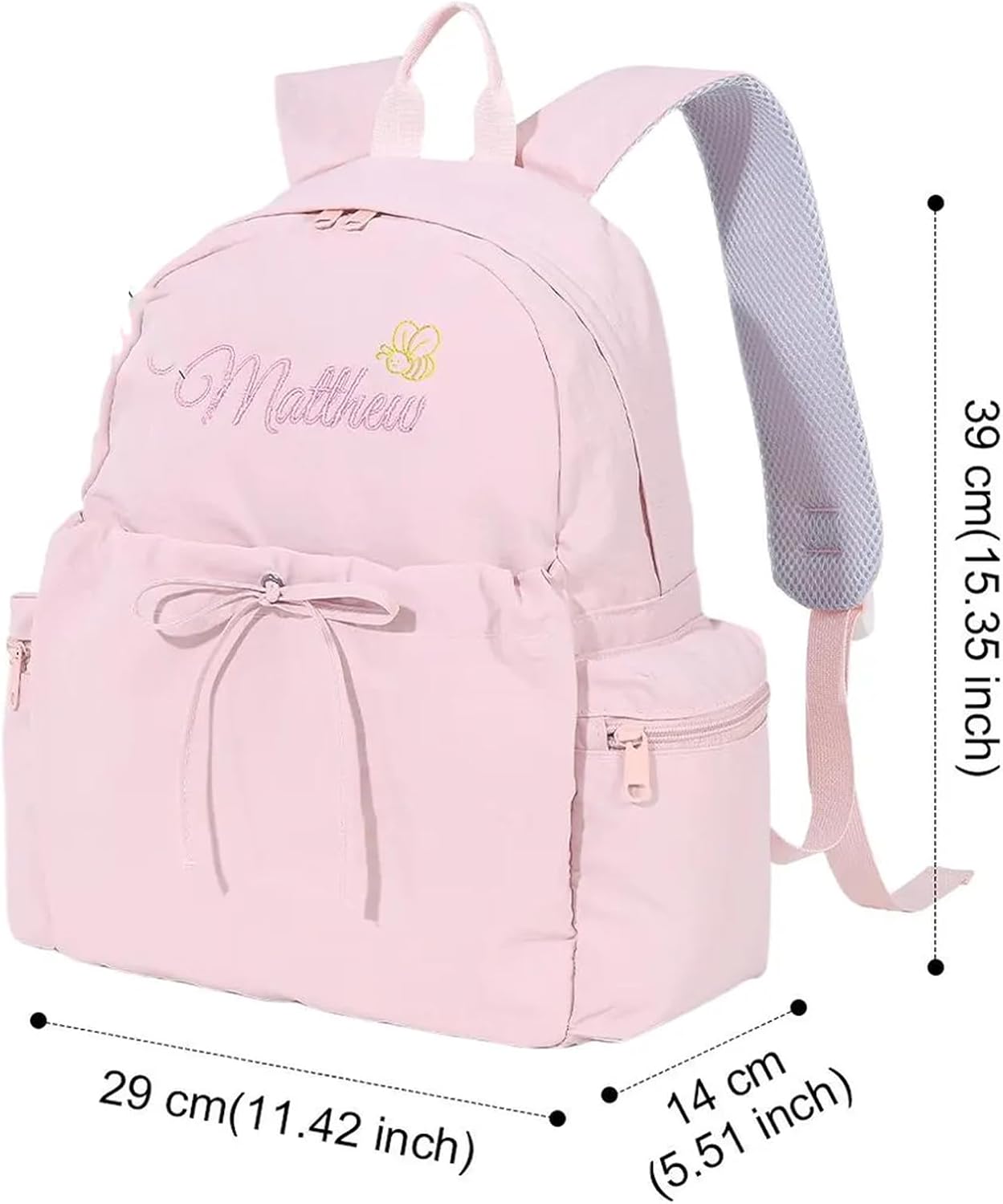 Custom Kids Backpack Cute Toddler Backpack with Bow Personalized Preppy School Bookbag Girls Dance Gift for Child, Pink, Large