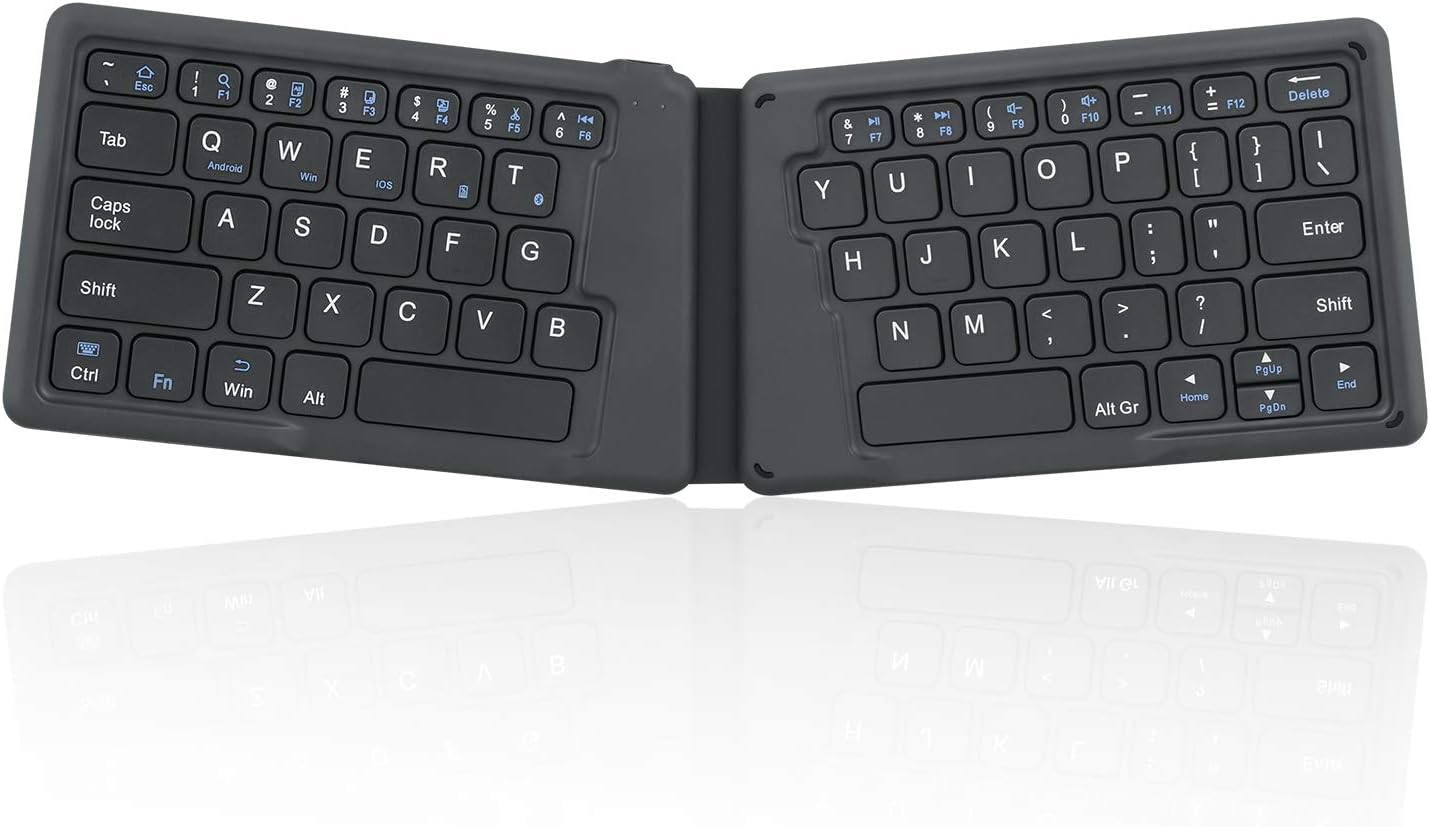 Perixx PERIBOARD-805 Ergo, Bluetooth 5.1 Teclado Ergonómico Plegable, Teclado Plegable Portátil Ultrafino, Gris Oscuro, Disposición DE QWERTZ