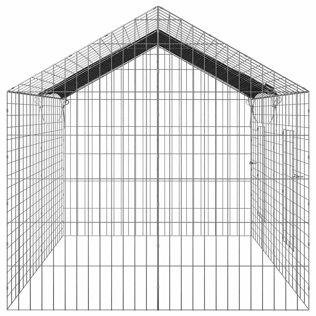 Hasenkäfig Silber 200 x 78 x 78 cm verzinkter Stahl Freigehege für Kaninchen und Kleintiere - Großer Kleintierkäfig und Hasenstall wetterfest für Garten und Terrasse